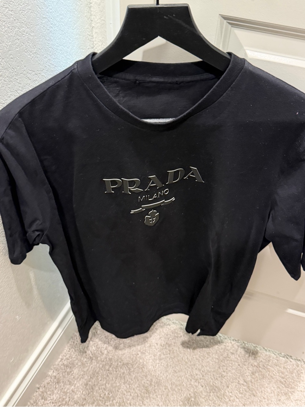 Prada Black Milano Logo Short Sleeve Tee